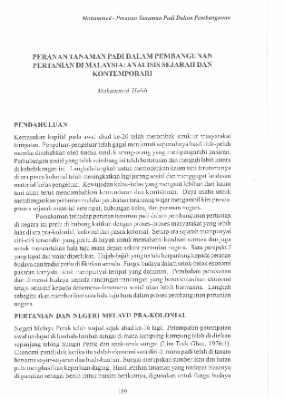 Peranan Tanaman Padi Dalam Pembangunan Pertanian Di Malaysia Analisis Sejarah Dan Kontemporari Jati Journal Of Southeast Asian Studies